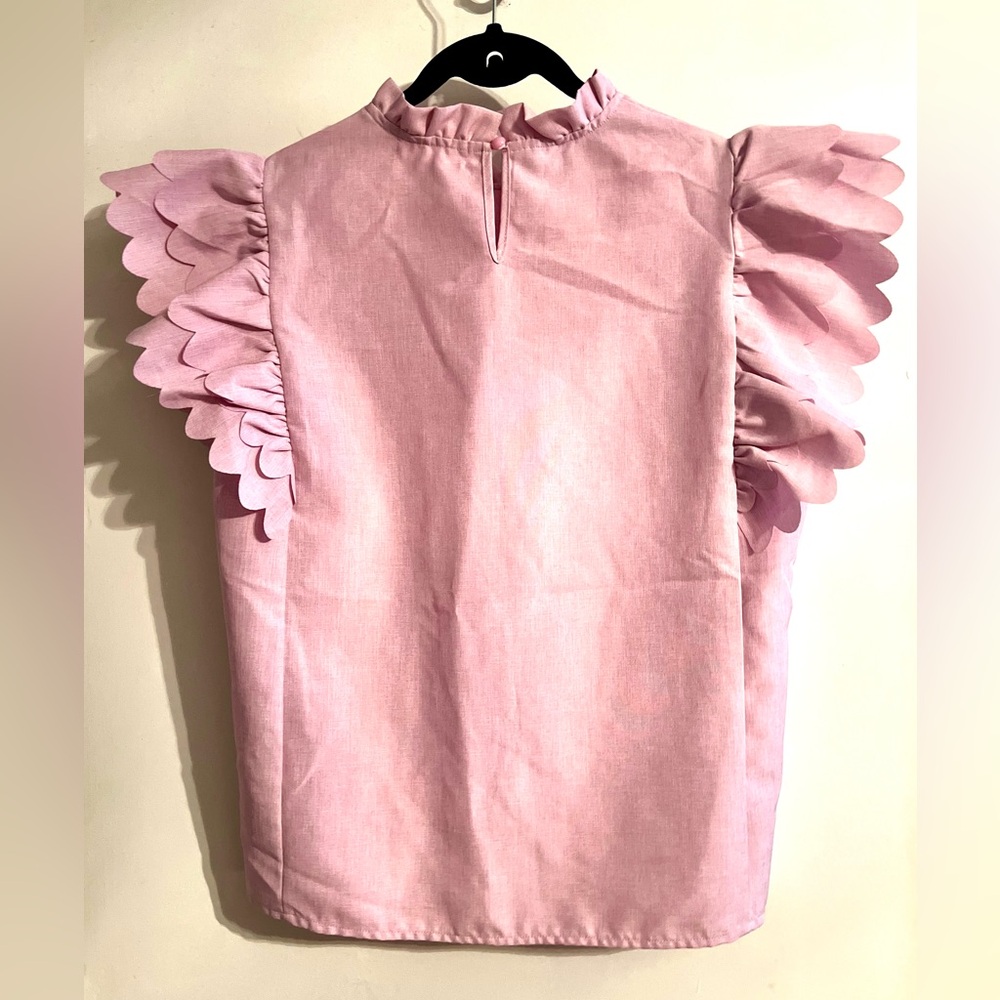 Liam & Co. Pink Ruffle Sleeve Blouse - Picture 2 of 4
